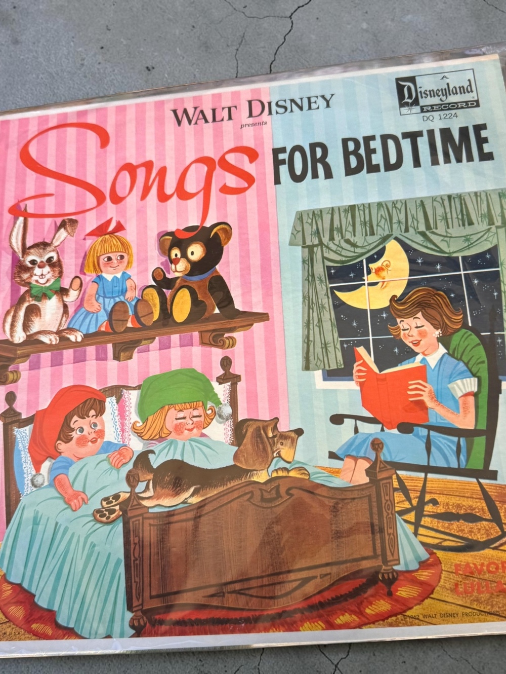 Walt Disney Songs for Bedtime Vinyl Record Album 1962 Disneyland DQ 1224 Vintage